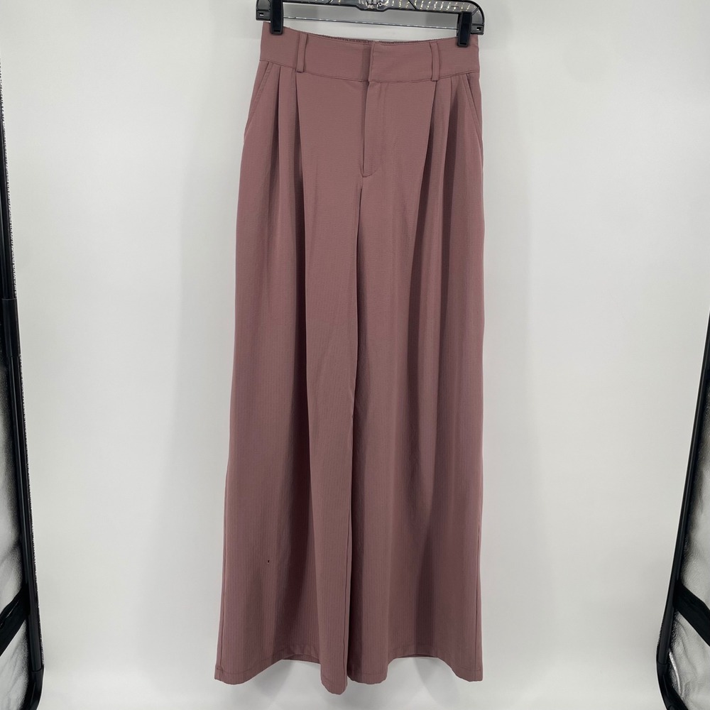 Alo Yoga Wide Leg Trousers Womens Small Mauve Pleated High Rise - See condition